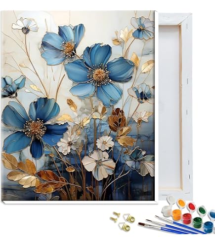 Malen Nach Zahlen Set, 4 Leinwände 20x20 Cm, Inkl. Acrylfarben & Pinsel – DIY-Gemälde Für Erwachsene & Kinder