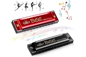 YISKY Harmonica pour Enfants, 2 Pièces Harmonica Diatonique, Harmonica Blues Diatonique, Harmonica en Do, Harpe Diatonique, Instrument Postuler à Adultes, Enfants et Débutants avec Étui (Rouge Noir)