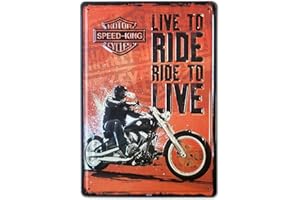 BOEMY Chapa Decorativa Vintage Moto Clásica | Placa/Cartel de Pared de Metal con Relieve [ Moto Antigua ] para Garage, Taller, Casa o Bar | Medidas 20x30 cm.