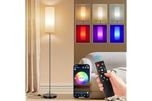 ‎FRIDEKO HOME FRIDEKO HOME Stehlampe Wohnzimmer Modern RGB Dimmbar Smart Standleuchte mit Fernbedienung Musikmodus Schwarz-Sockel für Büro Schlafzimmer