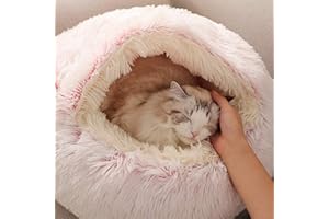 Xpnit Panier pour Chat Moelleux Anti Stress Chat Extra Doux Lit pour Chat Apaisant Panier de Chien Canapé XL Confortable Lavable Maison pour Chat Coussin Chat,Antidérapant (40cm,Rose-Peluche)