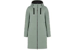 ELKLINE Damen Steppmantel Comfort | langer Wintermantel mit verstellbaren Kapuze | 2-Wege Reißverschluss mit Kinnschutz 2019060