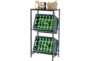 Rainsworth Scaffale sottile con ripiano nero, con griglia in metallo, 33 x 50 x 98 cm, per casse di bevande per 2 casse, portabicchieri piccolo con piedini regolabili