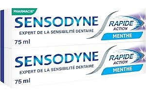 Sensodyne Dentifrice Rapide Action, Soulagement Rapide Pour les Dents Sensibles, Protection Longue Durée, Menthe, Lot de 2x 75ml