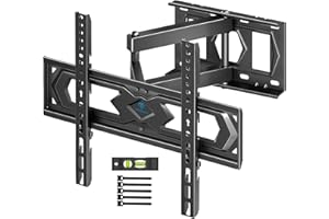 PERLESMITH Support Mural TV Orientable et Inclinable pour écrans 26-60 Pouces Plat et Courbé Jusqu'à 40kg, Fixation Murale TV Max. VESA 400x400mm, Bras Television Mural Capacité avec Niveau à Bulle