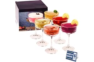 GOSOYO Lot de 6 verres à champagne, cocktail, Martini, verres à vin, verres à longue tige (260 ml (6 Pcs)