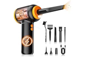 ZORUMAN Elektrische Staubgebläse, 3-Gang 100000 U/min Compressed Air Duster mit LED-Licht, USB Wiederaufladbar Druckluftspray PC Reinigungsset Mit 7600mah Akku für Laptop,Tastatur,Auto,Bürogeräte,Sofa