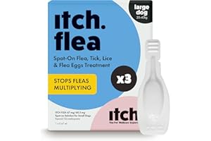 Itch Large Dog Flea & Tick Spot-On Treatment (20-40kg). Kills Fleas, Ticks, Lice & Eggs to Prevent Reinfestation - 3 Easy-Apply Pipettes