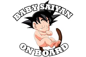 HMKAUFEN Baby Saiyan Aufkleber "Baby Saiyan On Board" - Niedlicher Cartoon-Sticker für Autos, Koffer & Laptop (15x17cm, 2er-Set)