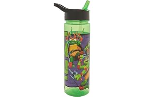 Teenage Mutant Ninja Turtles 600ml Kids Water Bottles with Straw by Polar Gear - Back to School Supplies Boys Water Bottle - Official Merchandise, Green