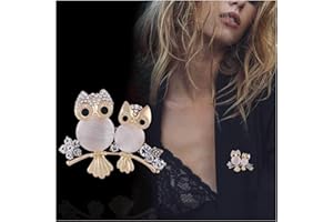Wendalern Rhinestone Búho Broche Broche Divertido Doble Búho Esmalte Broche Lindo Ramo De Ópalo Animal Corsage Solapa Pin Bufanda Chal Ropa Accesorios Para Mujeres Niñas