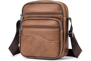 SPAHER Sacoche Homme Cuir Bandouliere Pochette Sacs à Main Sac Bandouliere Sac porté épaule Besaces Grand Sac à dos Sac de Messager Crossbody Cadeau pour Hommes