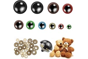 CECOMBINE 120Pcs Sicherheitsaugen und Unterlegscheiben-Set, 12–30 mm, Enthält 60 Augen und 60 Unterlegscheiben, Gehäkelte Tieraugen, Große Sicherheitsaugen, Kunststoffaugen, Bunte Augen, 10 Größen