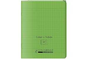 conquerant Un Cahier à Rabat avec Couverture Polypro Hamelin 24 x 32 - 96 Pages -Grands Carreaux Seyès - Vert