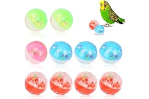 Agatige Palla Giocattolo da Masticare per Uccelli, 10 Pezzi Palla da Morso per Animali Domestici Palla di Giocattoli per Uccelli Palline di Plastica con Campane per Pappagalli, Gattini, Cuccioli