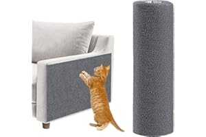 QIEERXI Cat Scratching Mat, Self-Adhesive Anti Scratch Furniture Protector, Reusable Sofa Protector From Pets, DIY Climbing Wall Carpet Couch Scratcher 40x200cm Grey