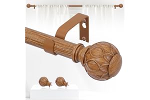TANGWIN Boho-gardinstänger i trä, för fönster på 183–366 cm, lantlig stil, för sovrum och vardagsrum, robust och justerbar, d