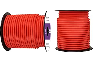 Abma Cord Corda Elastica 6mm 30M Corda di Gomma Cavo Elastico Marino per Teloni, Tende e Bagagli - Rosso