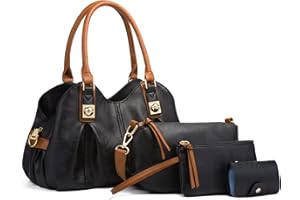 FANDARE Retro Bolsos Totes para Mujer Shoppers y Bolsos de Hombro Impermeable Bolsos Bandolera Piel Suave Bandolera 4pcs Set para Viajes Compras Trabajo Citas