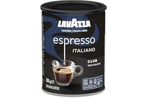 LAVAZZA - Café Moulu Espresso Club - Café italien - 100 % Arabica - Équilibré & Aromatique - Intensité 6 - Boîte Métal de 250 g