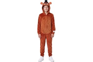 Get Trend Five Nights at Freddy's Endelad pyjamas för pojkar, 146–176 cm | 3D huva i full fleece varm och dragkedja, mjuk och bekväm pyjamas, present till barn