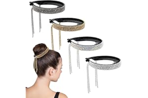 Bekecidi - 4 horquillas para moño con diamantes de imitación, hebilla para moño, moño brillante, fila fija, peine con dientes, borla brillante, clips para mujeres y niñas, moños de decoración