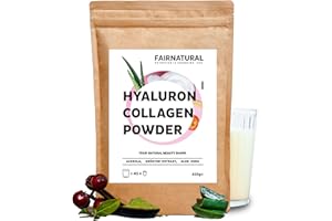 FAIRNATURAL® Kollagen & Hyaluron Pulver mit Vitamin C [DEUTSCHE WEIDEHALTUNG] - Hydrolysat Collagen Pulver - Kollagenpulver Peptide Typ 1&3 - Collagen Powder Peptides - Beauty Hyaluron Kollagen (450g)