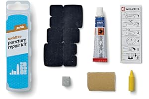 WELDTITE Puncture Repair Kit for Bike Tyre Inner Tubes - Comprehensive & Easy to Use - Includes 8 Rubber Patches, 5 g Solution, Sandpaper, Chalk & Crayon