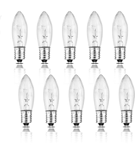 NetSells Topkerzen Set – 3x 15V 3W Riffelkerzen E10 Für Draußen | Für Schwibbögen & Lichterketten (15–16 Brennstellen)