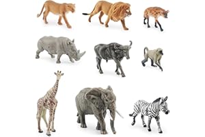 BRISKORE 9 Stück Safari Tiere Figur Spielzeug,Mini Waldtier Spielzeug,Zoo Spielzeug,Bauernhof Tiere Spielzeug tierfiguren Set,Tiere Figuren,Tiere Spielzeug,Safari Animal Toys Figuren für Kinder