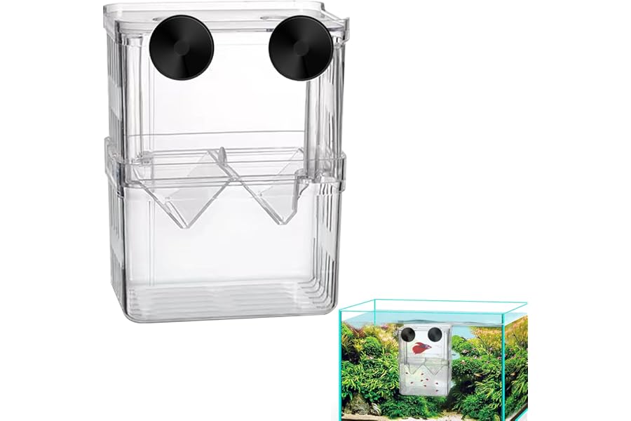 Breeding Box for Fish Tank Ransparent Plastic Breeder Box for Small Baby Fishes Shrimp Clownfish and Guppy (1PCS）