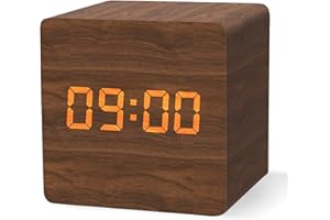 ‎ABOVECLOCK aboveClock Wecker Digital, LED Digitaler Wecker mit Temperaturanzeige, Tischuhr mit 3 Alarmen, USB-Aufladung oder Batteriebetrieben, Einstellbare Helligkeit und Sprachaktivierter Modus【Braun】