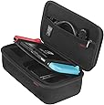 Bestico Etui pour Nintendo Switch – Housse de transport pour Nintendo switch avec 10 porte jeux pour la Nintendo Switch, Adaptateur AC, câble HDMI, Grip Joy-Con, Dragonne Joy-Con