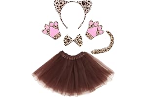 Heartsking Kostüm Kinder, Tier Kostüm Set Inklusive ohren Stirnband Schwanz Fliege Nasen Tutu Rock, Kinderkostüme Mädchen für Cosplay Halloween Karneval Party