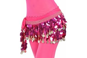 Baisdan - Cintura Danza del Ventre, Gonna Danza del Ventre Avvolgente Can Monete d'oro di Paillettes Scintillanti per Spettacoli di Danza del Ventre, lezione di Yoga