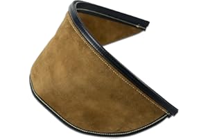 TRQWH Brown Welding Helmet Bib Extended Split Wrap-Around Leather Heat Resistant Helmet Bib with Press Fit Seal, for Most Welding Helmets