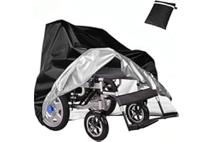 MERWDEEYT Rollstuhl Schutzhülle Wasserdichte Abdeckung für Mobilitätsroller, 210D Oxford Winddichte Rollstuhlabdeckung Regensichere Staubdichte Abdeckung für Den Innen und Außenbereich, 100x75x100cm (Schwarz)