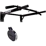 PULLUP & DIP Klimmzugstange Wand, Profi Multigriff Pull-Up Stange für Wandmontage inkl. Schrauben, Klimmzug Band und eBook, b