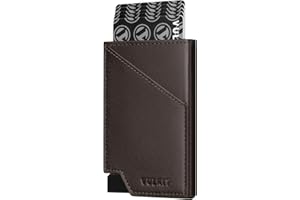 VULKIT Portfel na karty kredytowe Blokowanie RFID Slim Aluminium Metal Bank Card Holder Case z kieszenią na pieniądze biznesowe na karty kredytowe Banknoty i monety (matowy brąz)