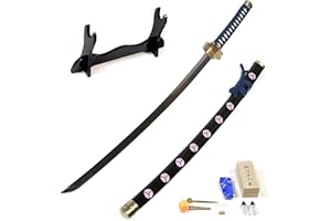 Swords and more One Piece - Roronoa Zoro Katana - gefaltet - Set, Shusui Schwert, Samurai Schwerter scharf echt, handgeschmiedeter Edelstahl mit Scheide, Schwertpflegeset für Zoro Cosplay One Piece