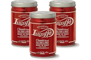 ‎LUCAFFÉ Lucaffe - Kaffeedose gemahlener Kaffee Classic, 3 Dosen zu 250 Gr | Kaffee für cremigen Espresso gemahlen | Mittlere Röstung | Süßer und vollmundiger Geschmack | Feines und schokoladiges Aroma