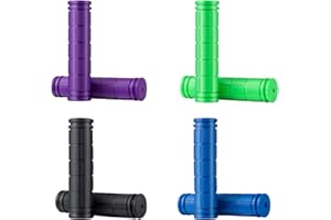MSDADA 4 pary uchwytów na kierownicę rowerową, antypoślizgowy gumowy uchwyt uchwyty rowerowe dla dzieci rower BMX MTB skuter górski droga cruiser chłopcy dziewczęta rower (fioletowy + zielony + czarny ciemnoniebieski)