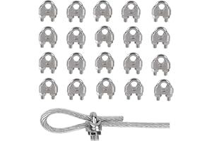 RSHUHX M3 Abrazaderas de Cable Wire Rope Clips Abrazadera de Cuerda de Alambre Acero Inoxidable 304 Perno En U para Tensar el Cable Cuerda Ropa 20PCS