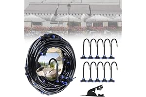 Kit Brumisateur Terrasse, dellyy Brumisateur Exterieur, 360° Brumisation Terrasse, Système de Refroidissement par Brumisation, pour le Jardin, la Pelouse, Stores, les Tentes (Noir, 10M)