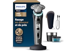 Philips Rasoir i9000 Prestige, Rasoir électrique sec et humide, Avec technologie Skin IQ, Système Triple Lift & Cut, Lames Dual SteelPrecision rotatives à 360°, Pod à nettoyage rapide, XP9207/30