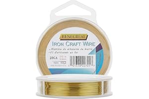 BENECREAT 100m 0.4mm Fil de Fabrication en Fer doré résistant au ternissement pour Le Projet de Perles de Bijoux et la Fabrication de Bricolage