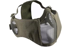 OneTigris - Maschera per viso per softair, pieghevole, in mesh, con protezione per le orecchie
