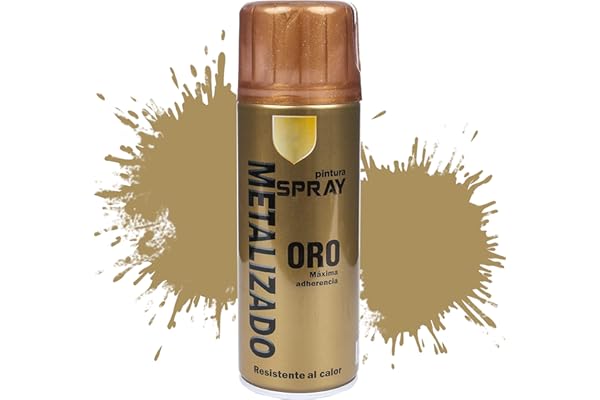 Etrexonline Pintura Spray Multicolor Profesional 400ml Adecuado Metal Madera y Plástico - Color Oro Metalizado (Paquete de 1)