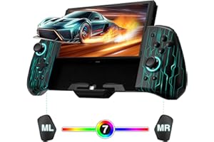 PALPOW Hall Effect Switch Controller for Nintendo Switch/OLED One-Piece JoyPad, Ergonomic Switch Handheld Controller with/RGB/Turbo/Mapped Switch Pro Controller - Black Laser