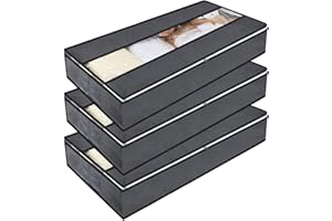SITAYAKUMA Almacenaje de Ropa Bajo Cama 90L, 3 PCS Bolsas para Guardar Edredones de Tela con Cremallera, Organizador Cajas Plegables Almacenaje de Armario con Asas Reforzado para Manta Zapato - 100*50*18CM